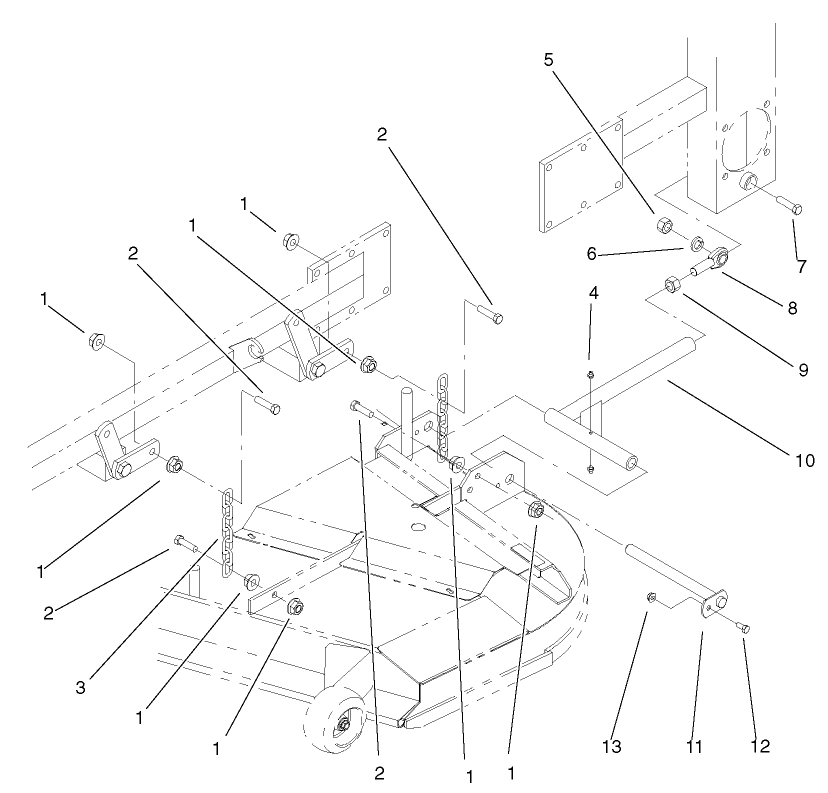 Frame And Deck Assembly Diagram and Parts List for 74213 (220000001-220999999)(2002) Toro Lawn Mower