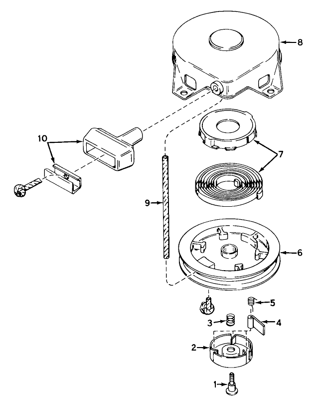 Rewind Starter No. 590449 Diagram and Parts List for 23200 7000001 - 7999999 Toro Lawn Mower