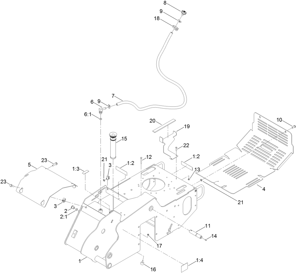 Frame Assembly Diagram and Parts List for 23208HD 400000000 - 999999999 Toro Stump Grinder