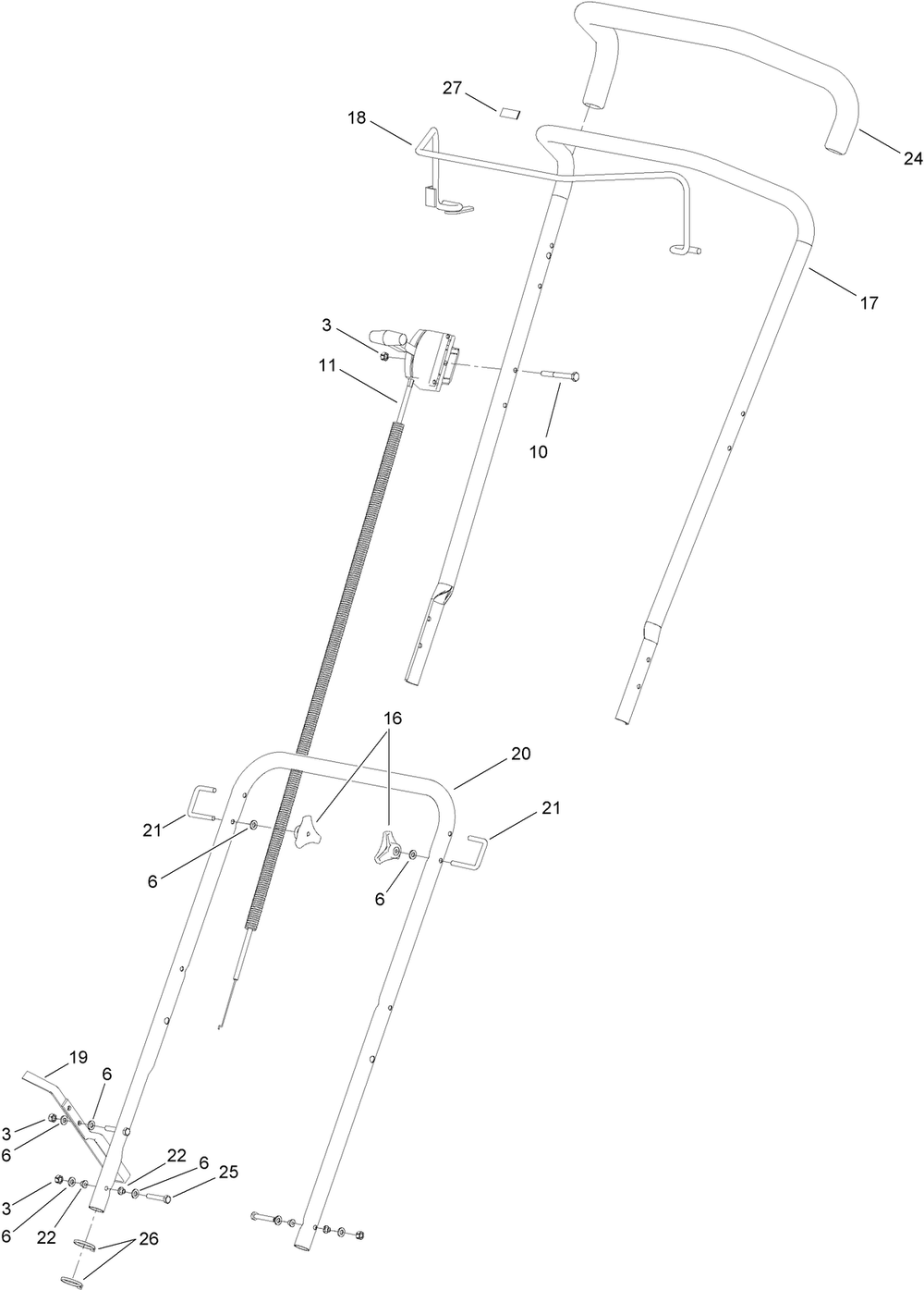 Handle Assembly Diagram and Parts List for 2611 314000001 - 314000200 Toro Lawn Tractor Accessories