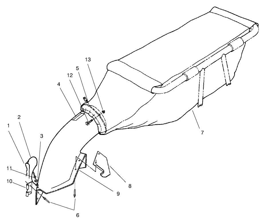 Chute & Bag Assembly Diagram and Parts List for 30124 890001 - 899999 Toro Lawn Tractor Accessories