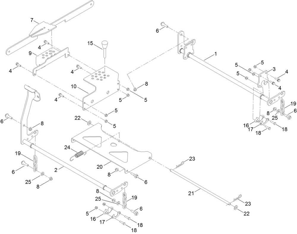 Deck Lift Assembly Diagram and Parts List for 75315 411600000 - 411643471 Toro Lawn Tractor