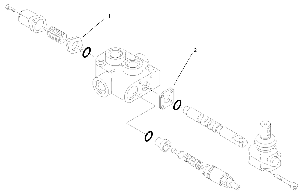 Hydraulic Valve Assembly No. 99-3077 Diagram and Parts List for 22303 990001 - 999999 Toro Lawn Tractor Accessories