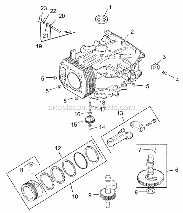 Crankcase Assembly Kohler Cv493s-27529 Diagram and Parts List for 74199 230000001-230999999 Toro Lawn Mower