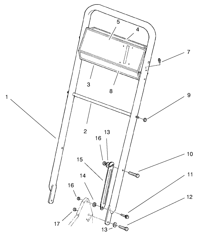 Handle Assembly Diagram and Parts List for 22142 7900001 - 7999999 Toro Lawn Mower