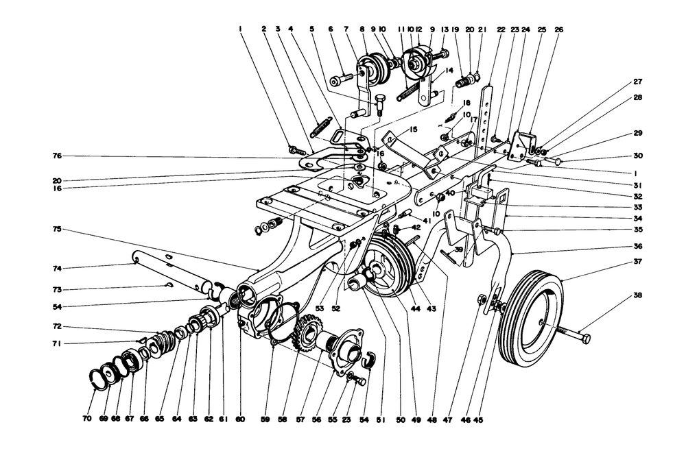 Chassis Assembly (Models 58220 & 58231) (Continued) Diagram and Parts List for 58220 4000001 - 4999999 Toro Tiller