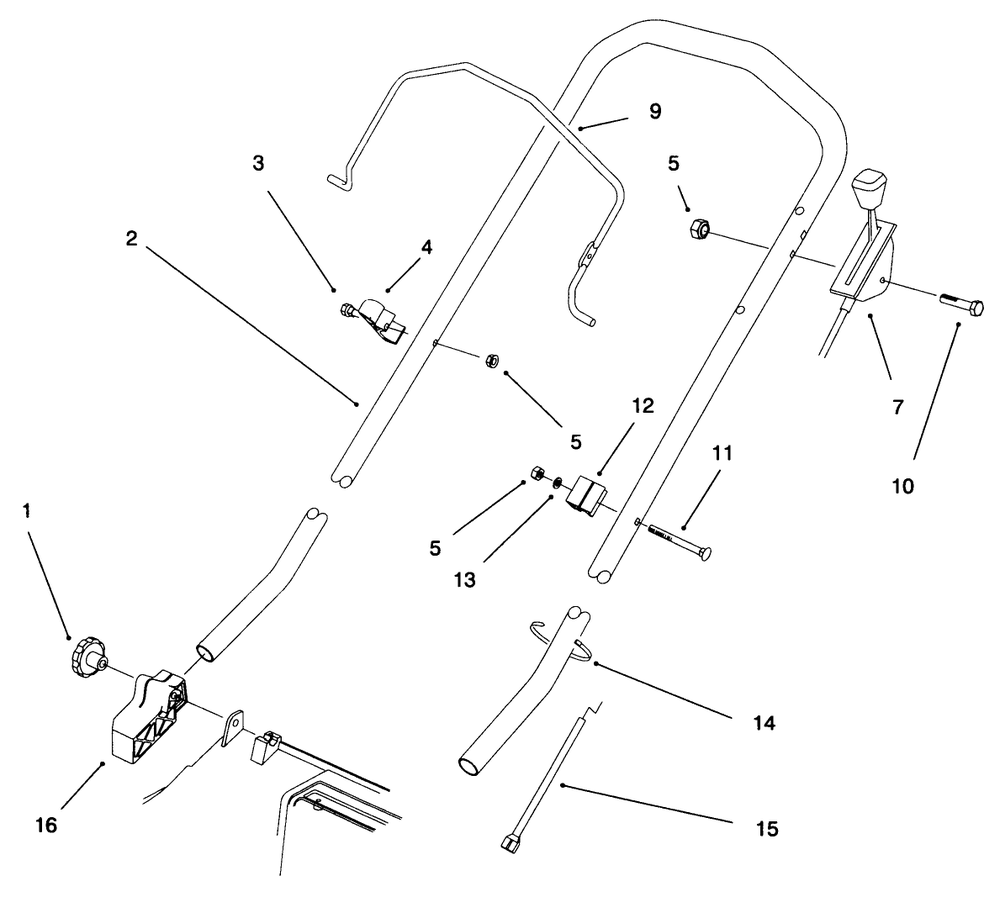 Handle Assembly Diagram and Parts List for 20913B 69000001 - 69999999 Toro Lawn Mower