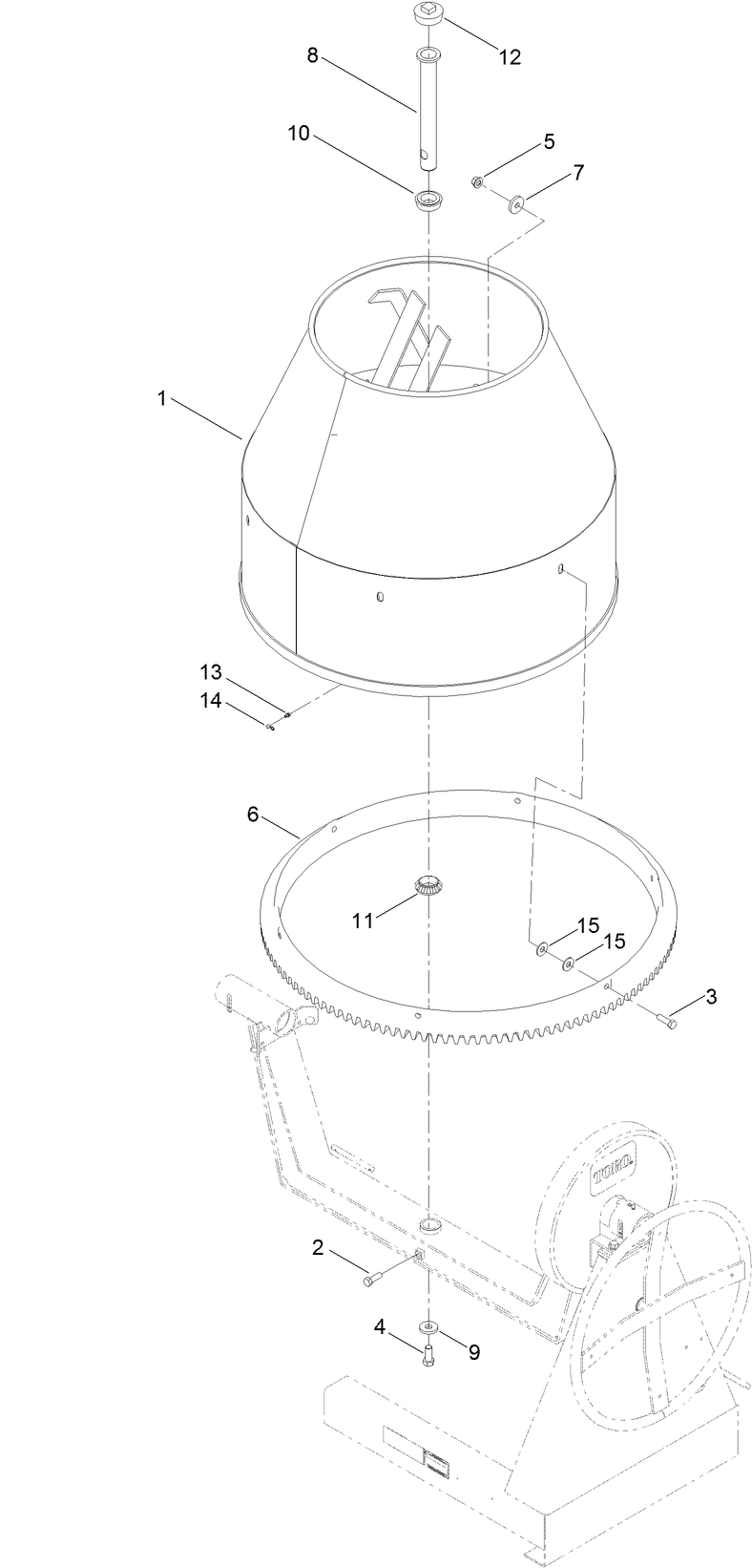 Drum Assembly Diagram and Parts List for 68007C 400000000 - 401999999 Toro Cement Mixer