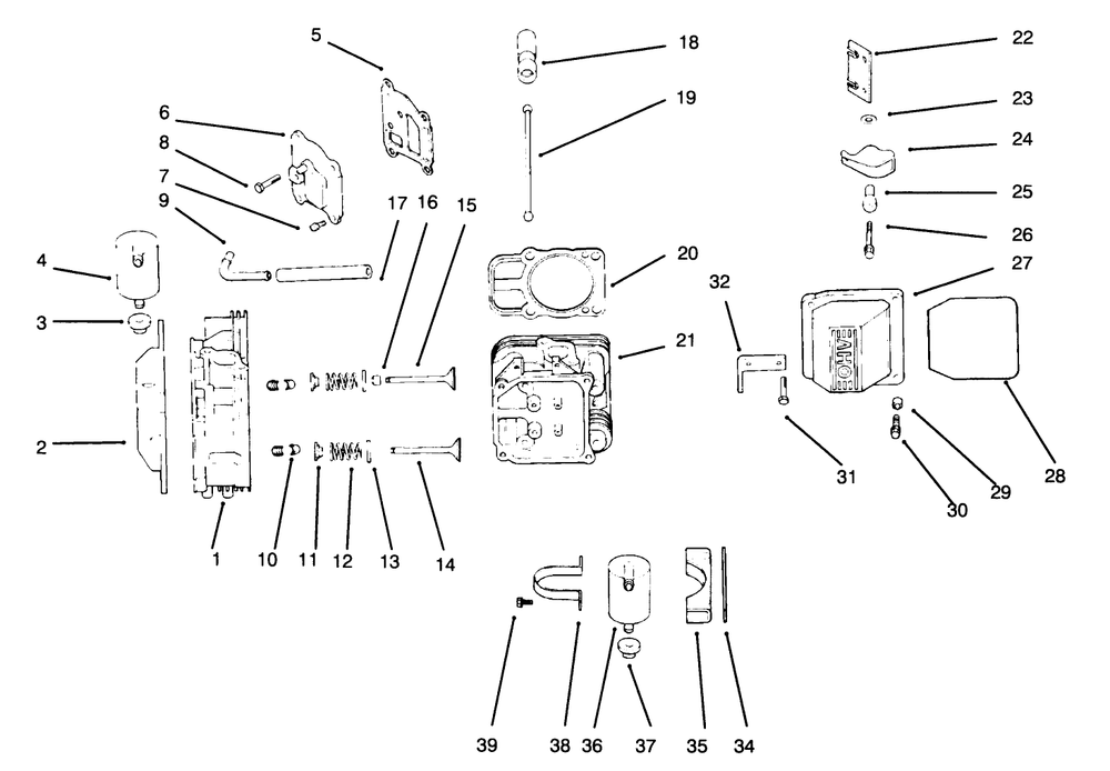 Head/Valve/Breather Diagram and Parts List for 30181 69000001 - 69999999 Toro Lawn Tractor Accessories