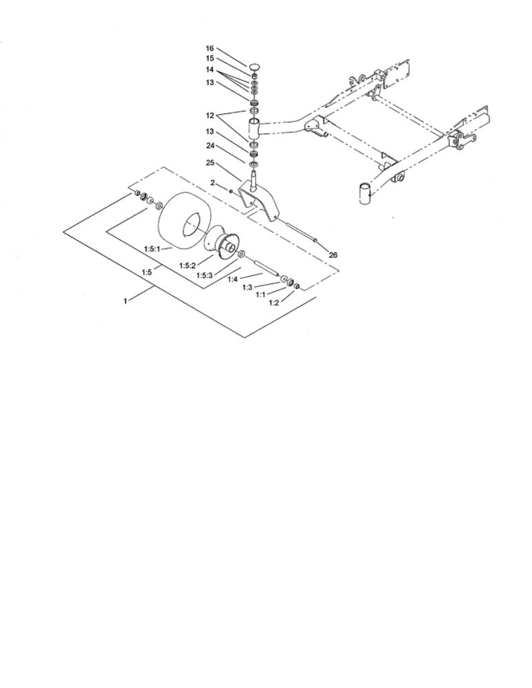 Caster Wheel Assembly Diagram and Parts List for 74264 260000001 AND UP Toro Lawn Mower
