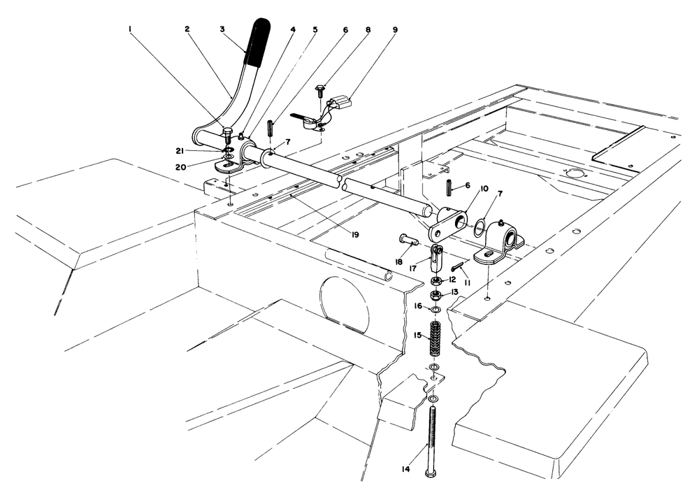 Power Take Off Lever Assembly Diagram and Parts List for 30775 100001 - 199999 Toro Lawn Tractor