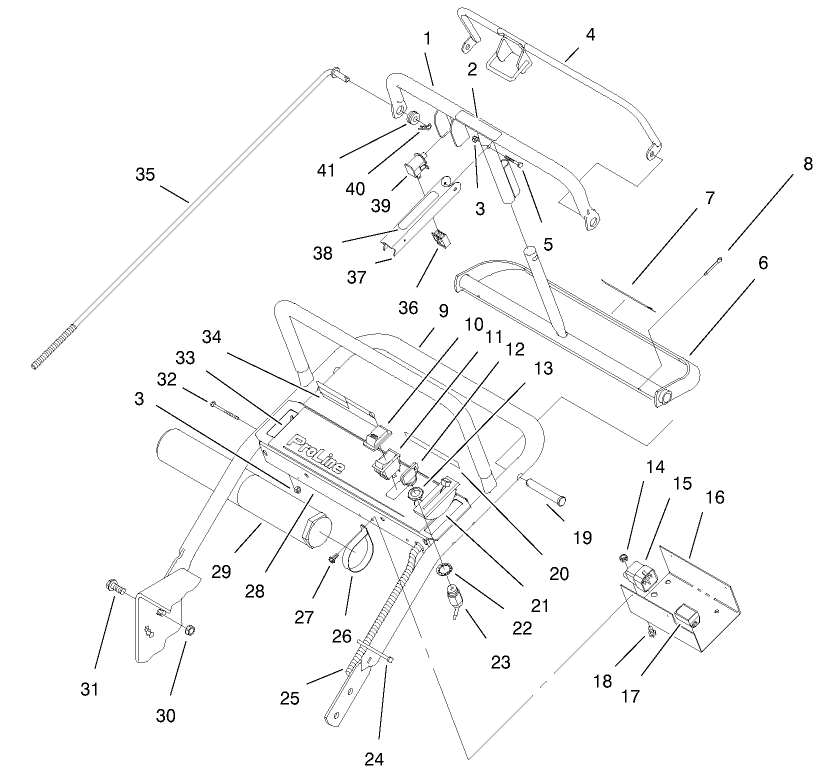 Handle And Control Panel Assembly Diagram and Parts List for 30159 991180 - 999999 Toro Lawn Tractor Accessories