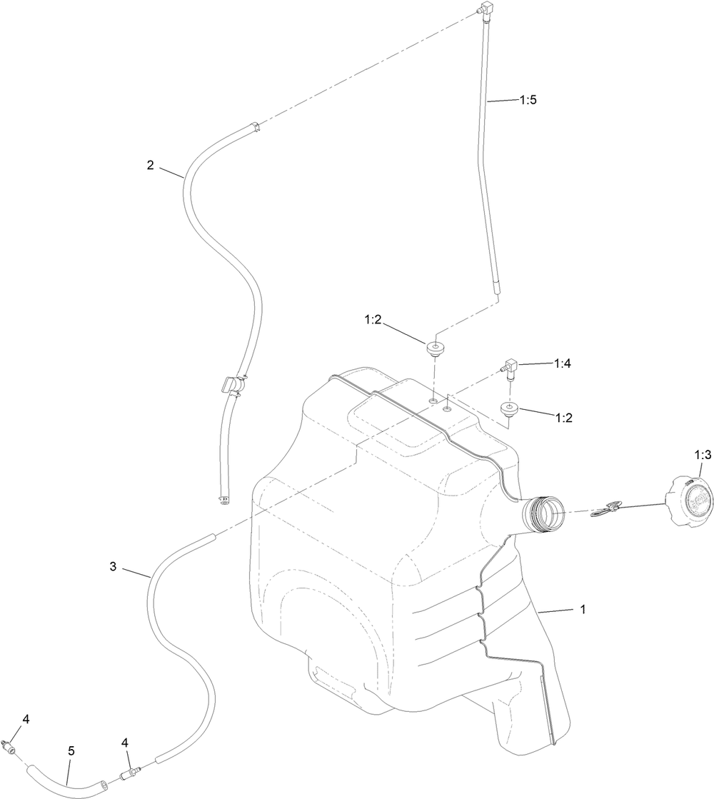 Fuel Tank Assembly Diagram and Parts List for 72517 400000000 - 414499999 Toro Lawn Mower