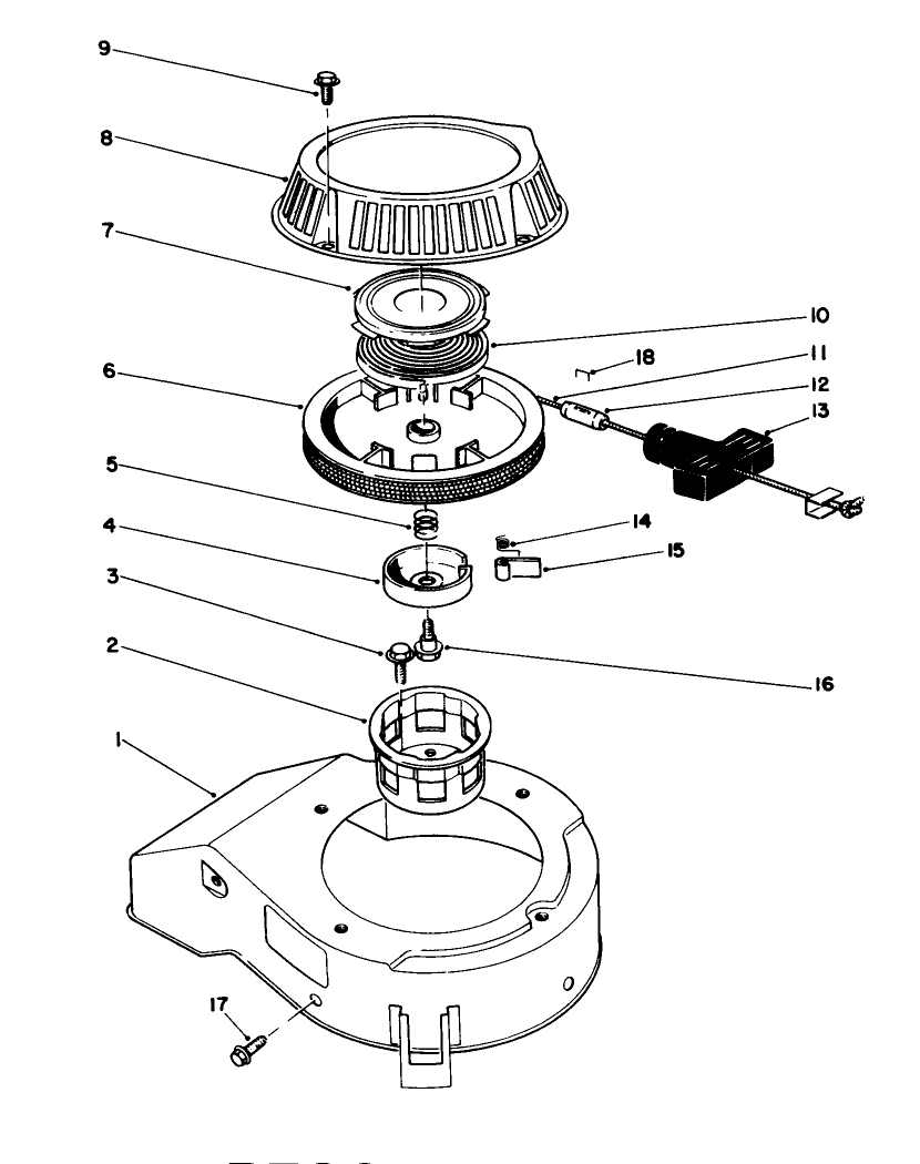 Recoil Assembly (Model No. 47pm1-1) Diagram and Parts List for 20326 2000001 - 2999999 Toro Lawn Mower