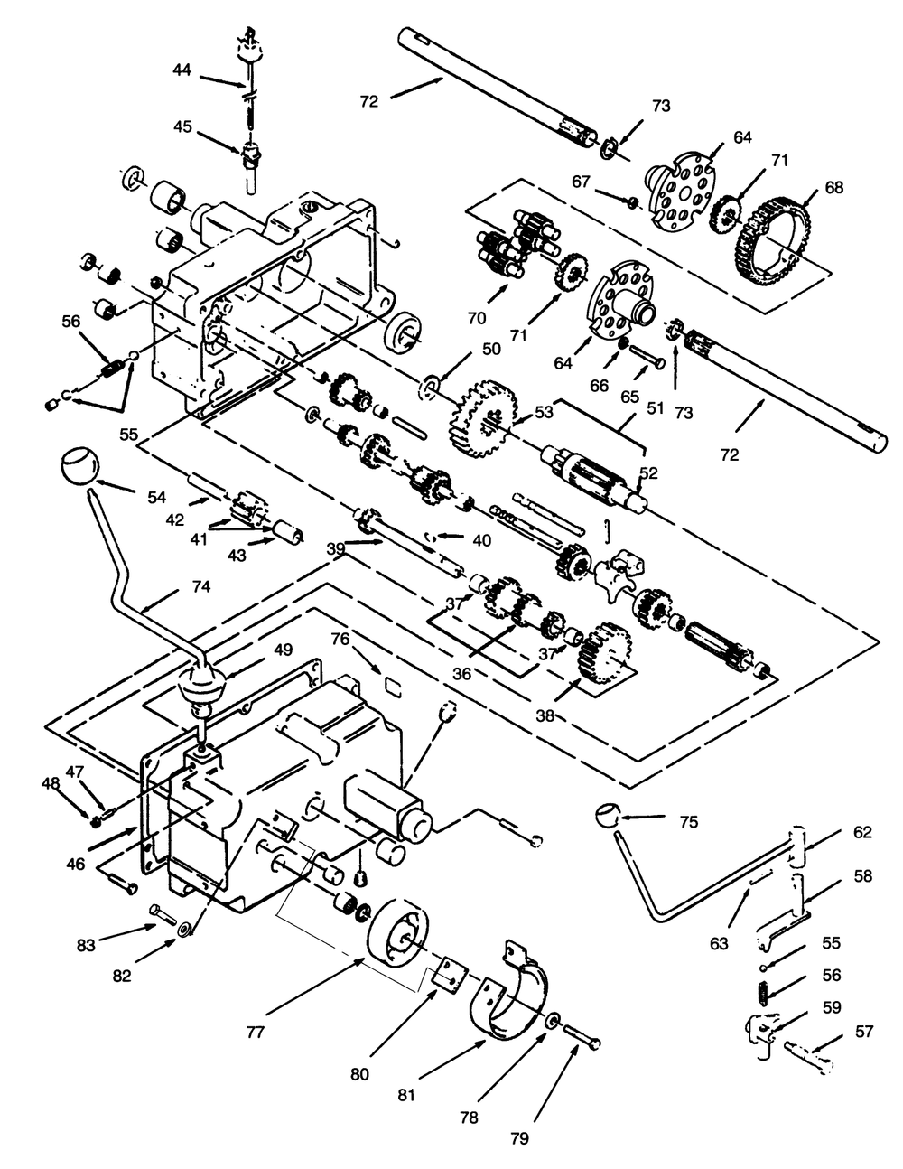 Transmission 8-Speed Diagram and Parts List for 73380 4900001 - 4999999 Toro Lawn Tractor