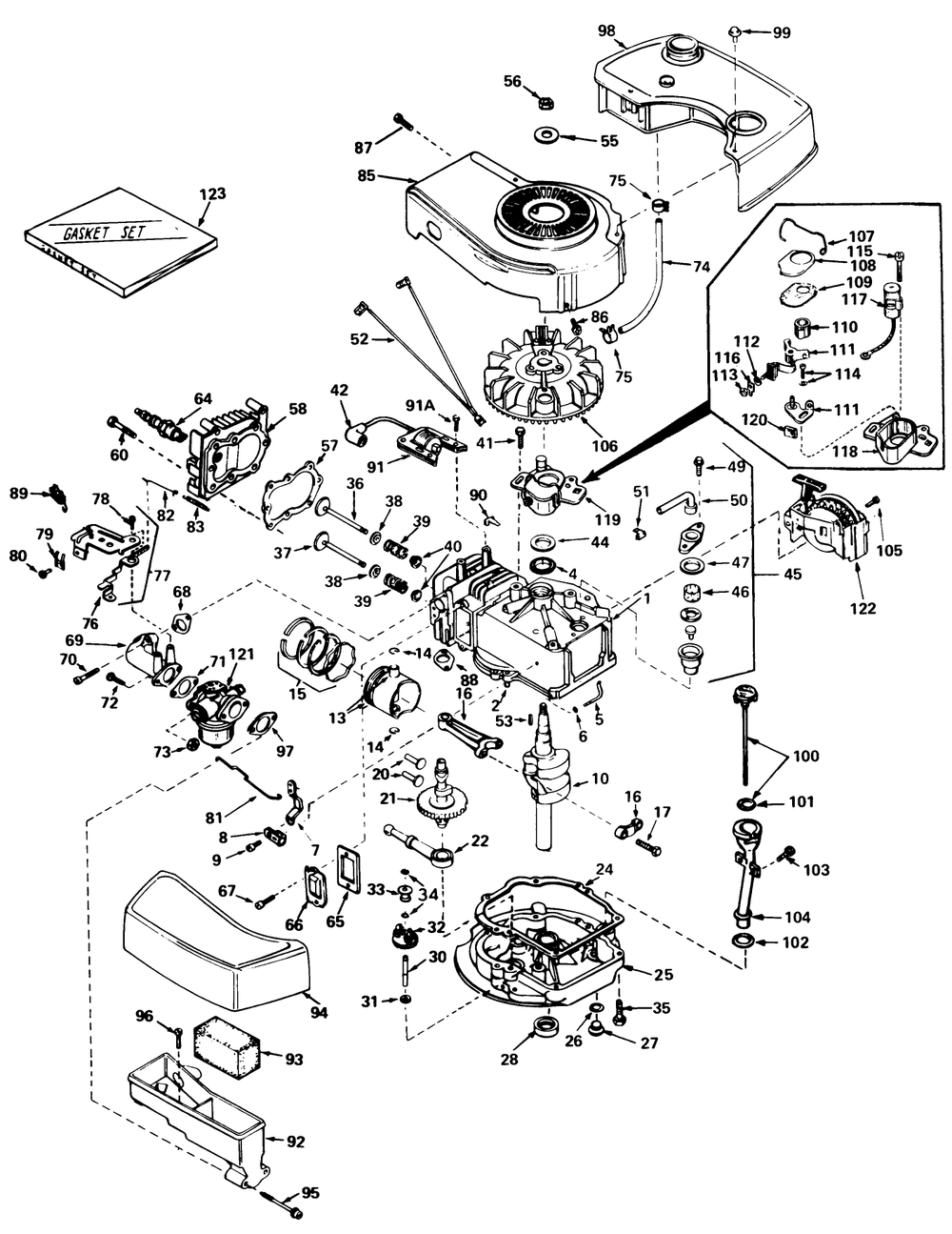 Engine Tecumseh Model No. Tnt 100-10059c Diagram and Parts List for 20788 9000001 - 9999999 Toro Lawn Mower