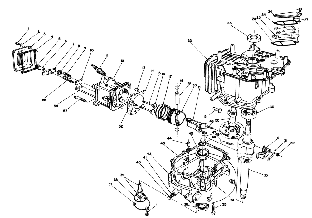 Crankcase Assembly (Engine Model No. Vmm1-2) Diagram and Parts List for 26621B 2000001 - 2999999 Toro Lawn Mower