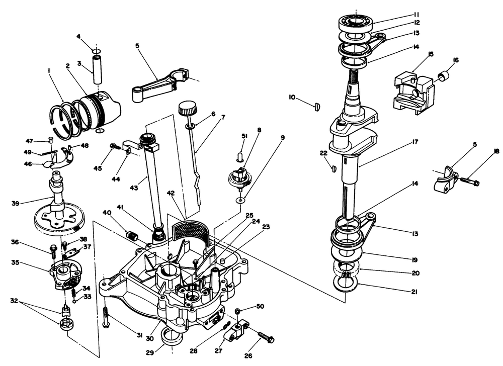 Crankcase Assembly Diagram and Parts List for 30112 0000001 - 0999999 Toro Lawn Tractor Accessories
