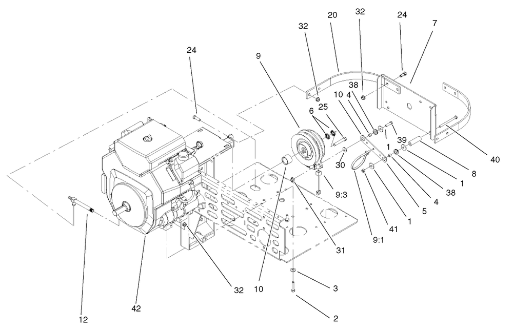 Clutch Assembly Diagram and Parts List for 74231 (230000001-230006000)(2003) Toro Lawn Mower