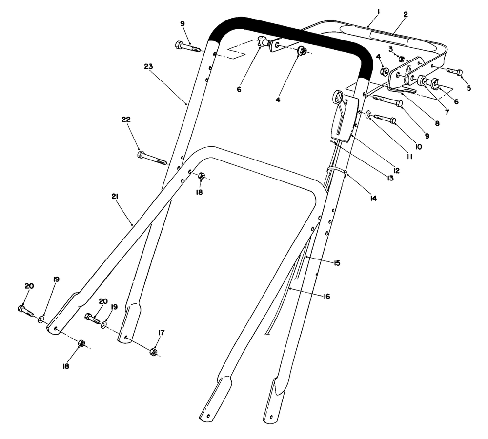 Handle Assembly Diagram and Parts List for 22700 2000001 - 2999999 Toro Lawn Mower