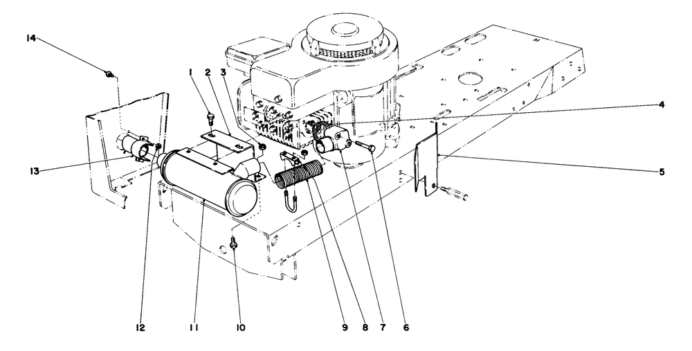 Exhaust System Diagram and Parts List for 57043 1000001 - 1999999 Toro Lawn Tractor