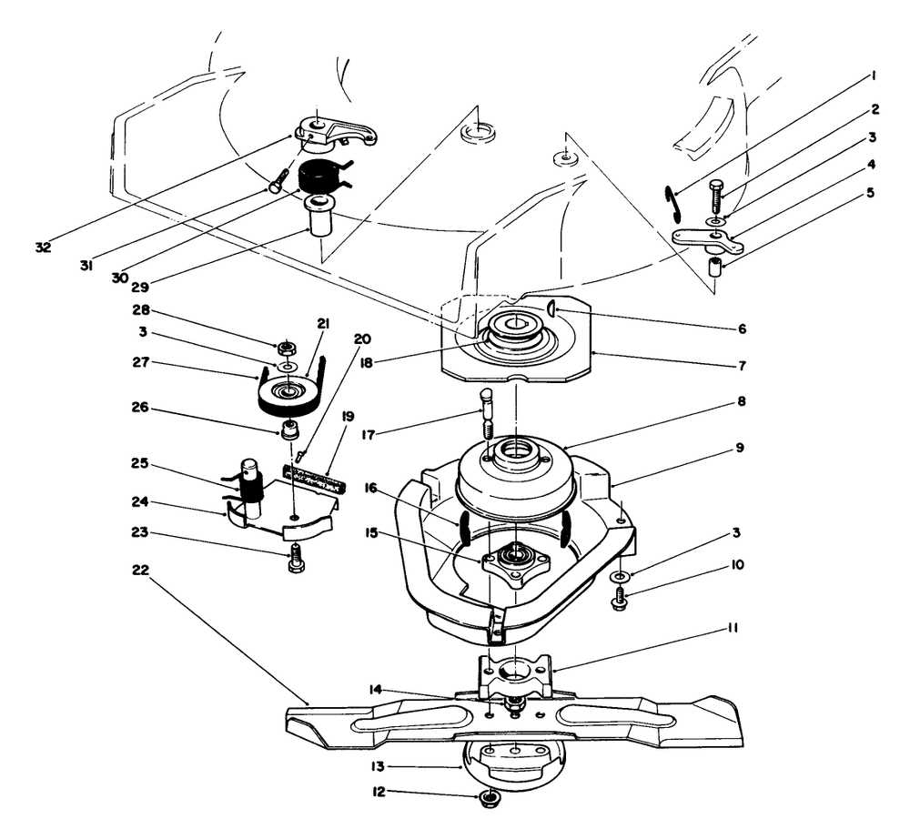 Blade Brake Clutch Assembly Diagram and Parts List for 20695 7000001 - 7999999 Toro Lawn Mower