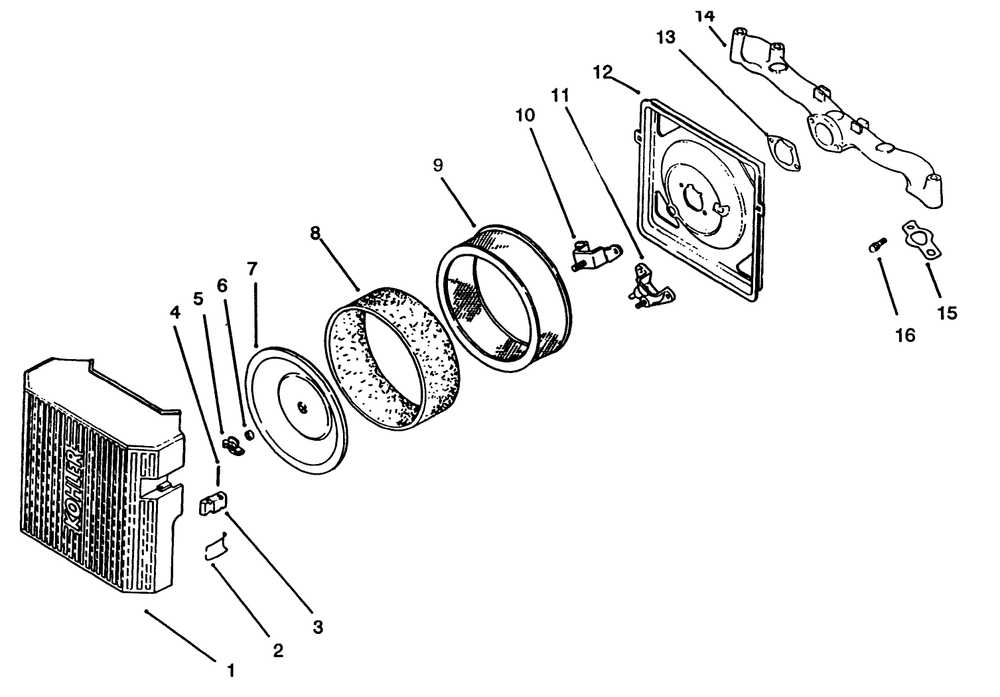 Air Intake/Filtration Diagram and Parts List for 72063 4900001 - 4999999 Toro Lawn Tractor