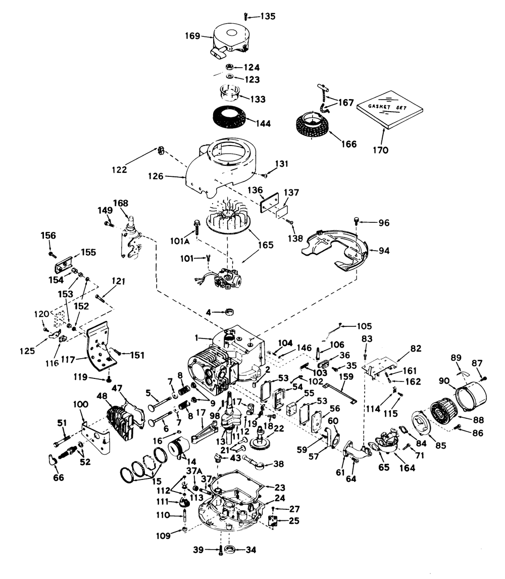 Engine Tecumseh Model No. V70-125169 7 H.P. Lawn Tractor (Recoil) V70-125168 7 H.P. Lawn Tractor (Electric) Diagram and Parts List for 57131 3000001 - 3999999 Toro Lawn Tractor