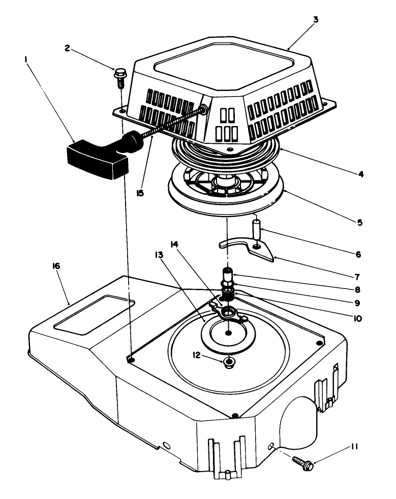 Recoil Assembly (Model No. Vmg6) Diagram and Parts List for 20526C 7000001 - 7999999 Toro Lawn Mower