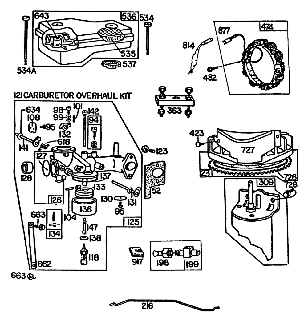 Briggs & Stratton Model 252707-0637-01 (Continued) Diagram and Parts List for 57357 3000001 - 3999999 Toro Lawn Tractor