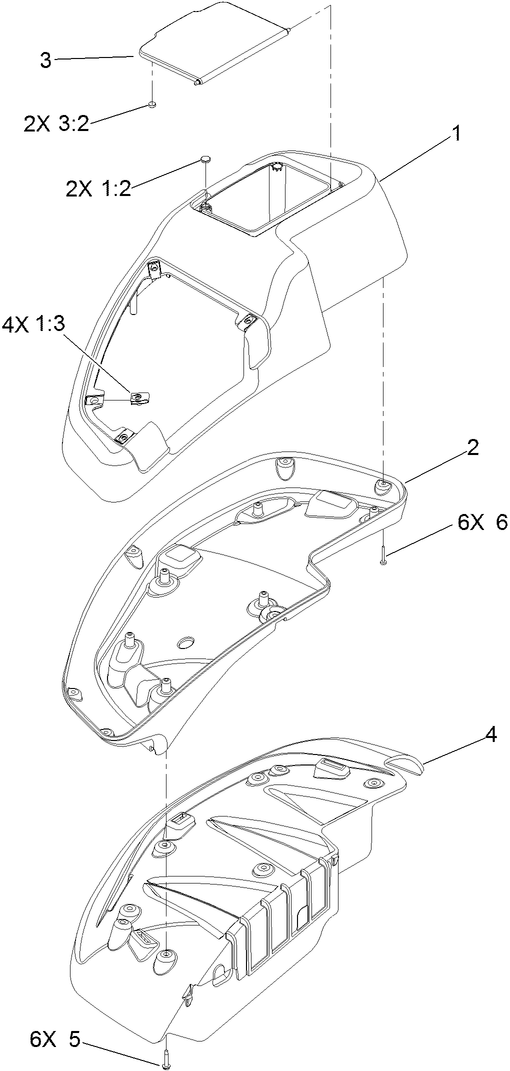 Rh Console Assembly Diagram and Parts List for 74938 (313000001-313999999)(2013) Toro Lawn Mower