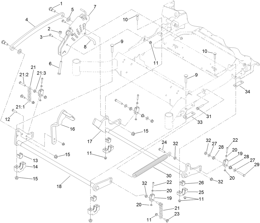 Deck Lift Assembly Diagram and Parts List for 74145 (316000001-316999999)(2016) Toro Lawn Mower