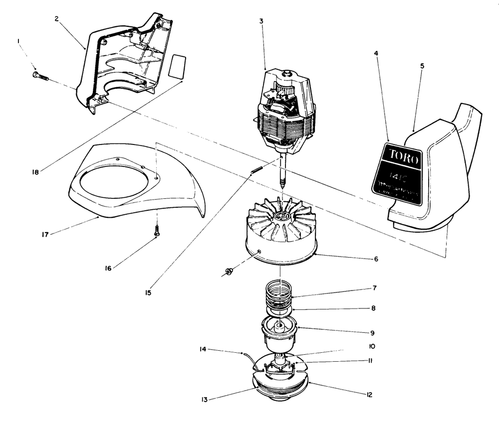 Housing Assembly Diagram and Parts List for 51440C 8000001 - 8999999 Toro Trimmer