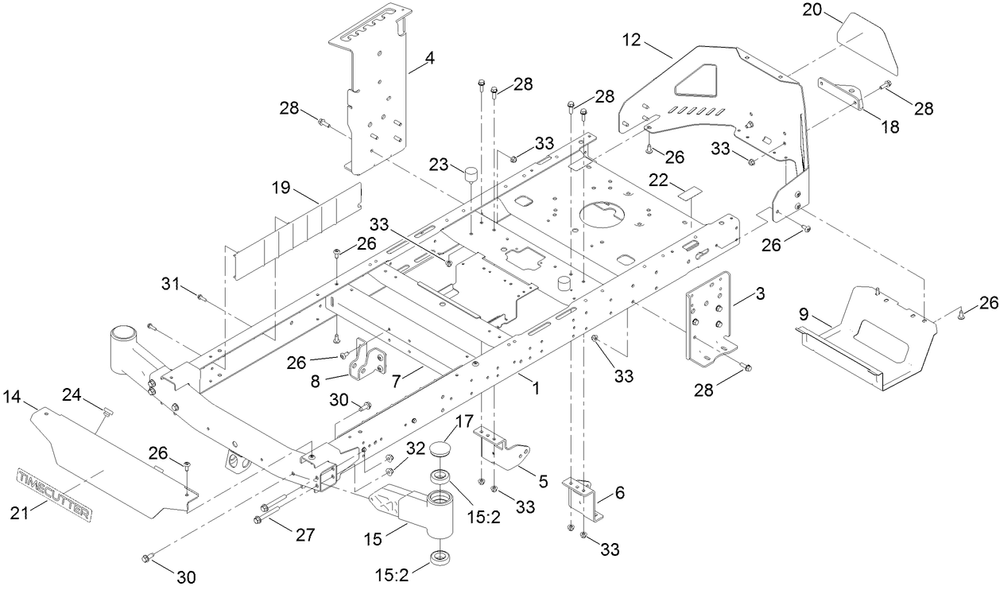 Frame Assembly Diagram and Parts List for 75756 400000000 - 412799999 Toro Lawn Tractor