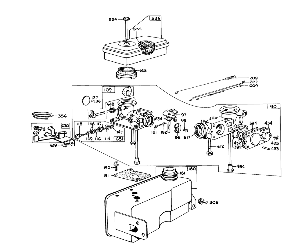 Model 299448 Carburetor Assembly (Recoil & Electric) Diagram and Parts List for 57054 0000001 - 0999999 Toro Lawn Tractor