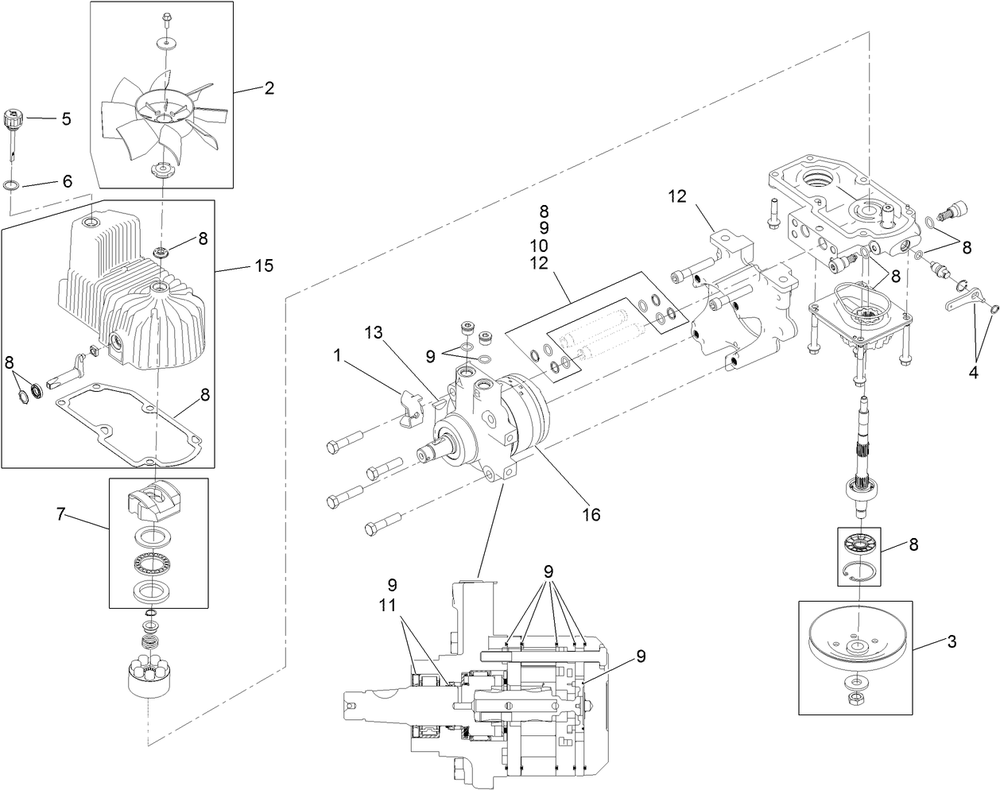 Lh Hydro Assembly Diagram and Parts List for 74925TE (312000001-312999999)(2012) Toro Lawn Mower