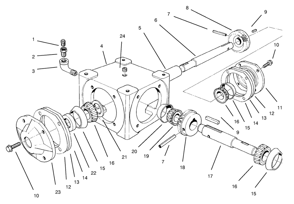 Gear Box Assembly Diagram and Parts List for 30761 790001 - 799999 Toro Snow Blower