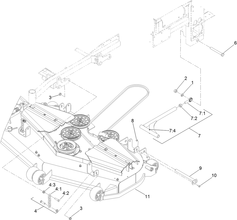 Deck Connection Assembly Diagram and Parts List for 74264TE (314000001-314999999)(2014) Toro Lawn Mower