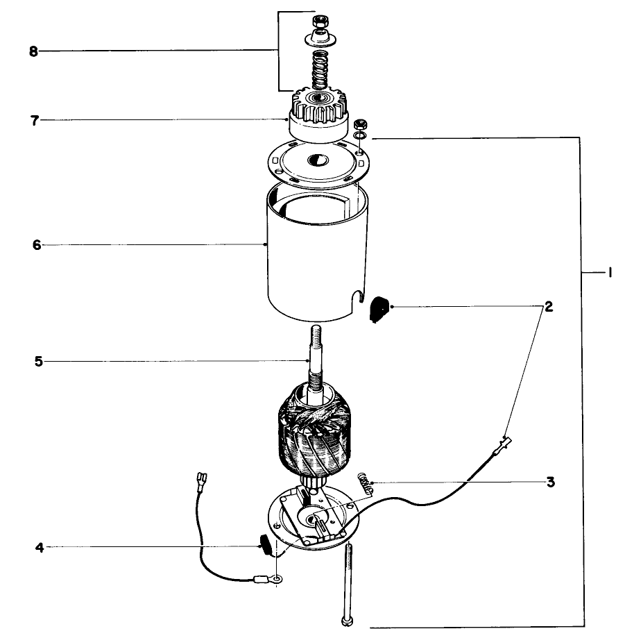Starter Motor And Pinion Diagram and Parts List for 21100 8000001 - 8999999 Toro Lawn Mower