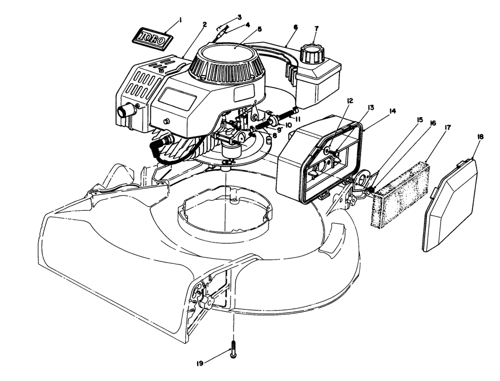 Engine Assembly (Model No. 47pg6) (Used On Units With Serial No. 7002105 & Up) Diagram and Parts List for 16585 7000001 - 7999999 Toro Lawn Mower