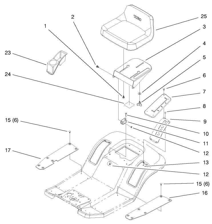 Seat Assembly Diagram and Parts List for 71217 7900001 - 7999999 Toro Lawn Tractor