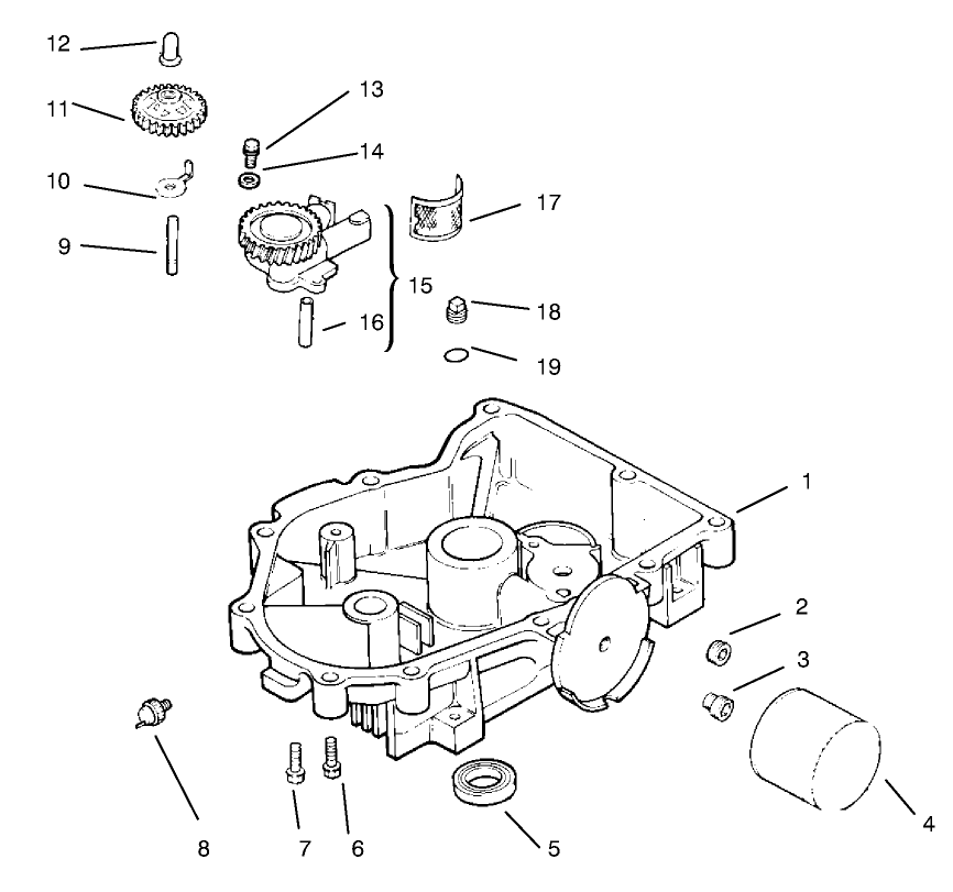 Oil Pan/Lubrication Diagram and Parts List for 72104 8900001 - 8900599 Toro Lawn Tractor