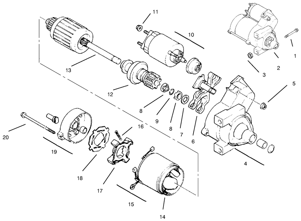 Starter Diagram and Parts List for 30611 990001 - 999999 Toro Lawn Tractor