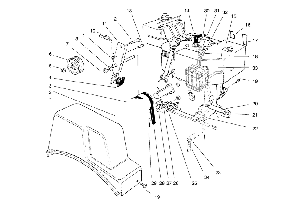 Engine Assembly Diagram and Parts List for 38063 7900001 - 7999999 Toro Snow Blower