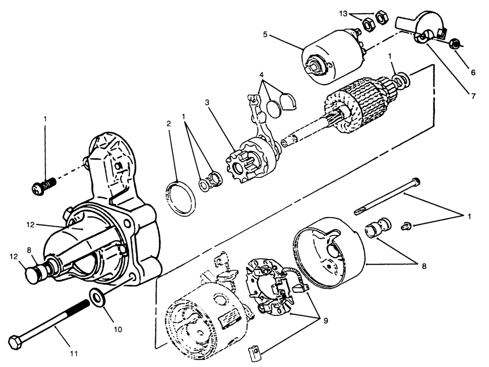 Starter-Onan P220g Type 1/10808g Diagram and Parts List for 30620 690001 - 699999 Toro Lawn Tractor