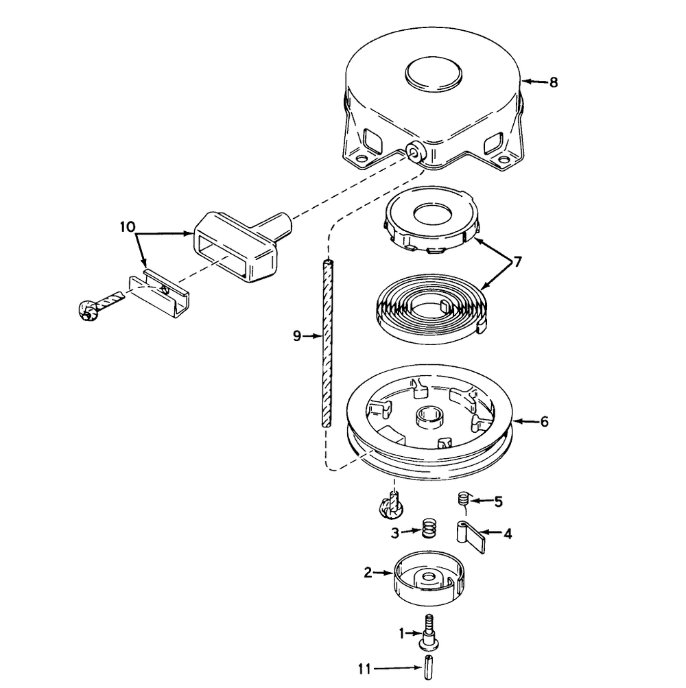 Rewind Starter Model No. 590420 Diagram and Parts List for 58010 2000001 - 2999999 Toro Tiller