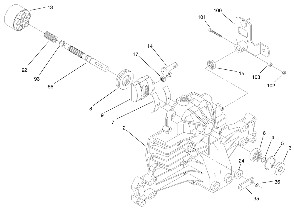 Hydro Transaxle Assembly Diagram and Parts List for 71218 7900001 - 7999999 Toro Lawn Tractor