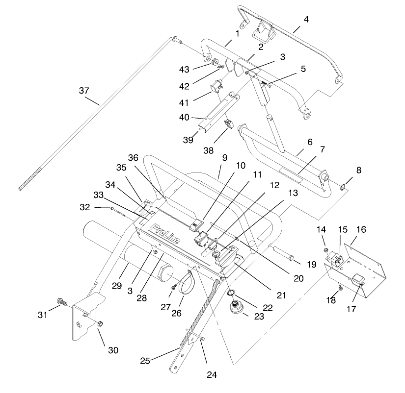 Handle & Control Panel Assembly Diagram and Parts List for 30183 695101 - 699999 Toro Lawn Tractor Accessories