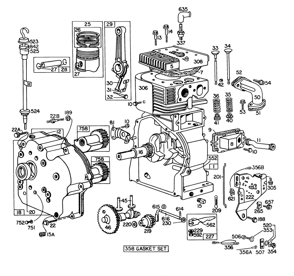 Engine Briggs & Stratton Model No. 251417 Type No. 0173-01 Diagram and Parts List for 31995 7000001 - 7999999 Toro Snow Blower