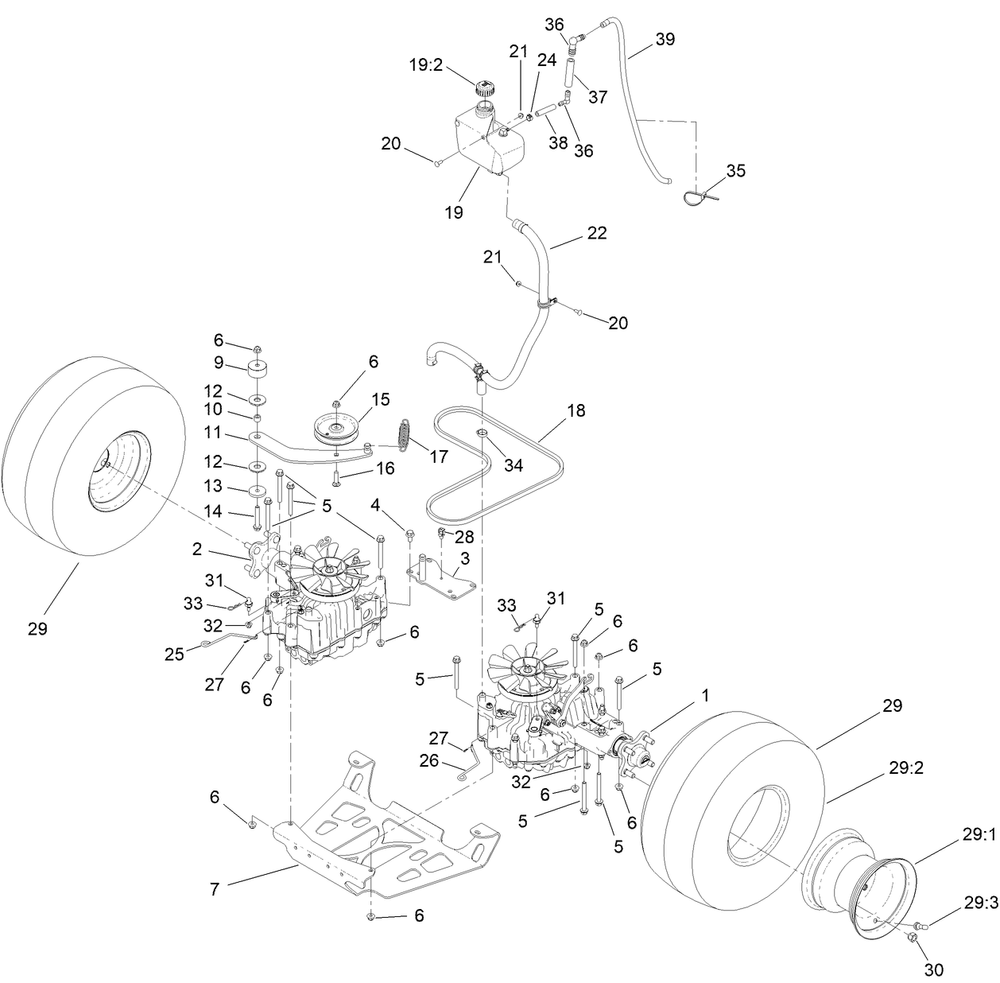 Ground Drive Assembly Diagram and Parts List for 72530 412900000 - 414348584 Toro Lawn Mower